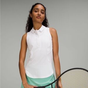 Lululemon NWT Quick Dry Sleeveless Polo Shirt (white; size 12)